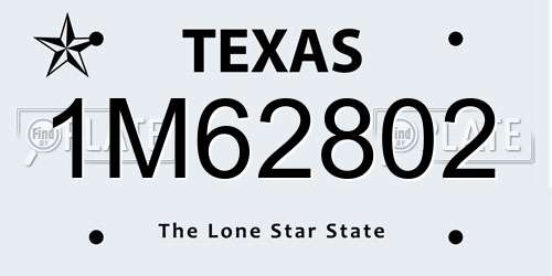 1M62802 Texas License Plate