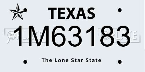 1M63183 Texas License Plate