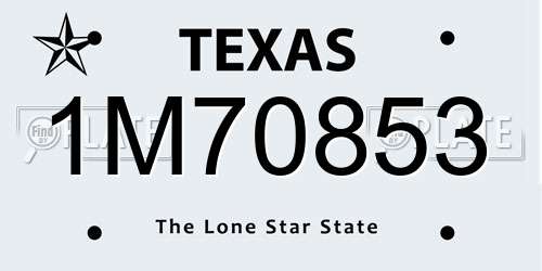 1M70853 Texas License Plate