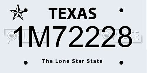 1M72228 Texas License Plate