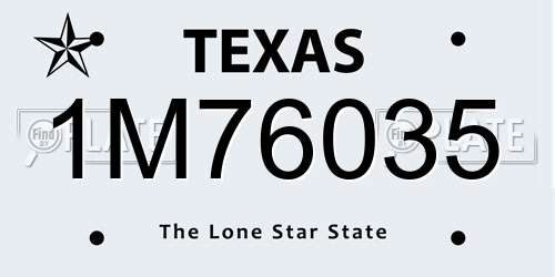 1M76035 Texas License Plate
