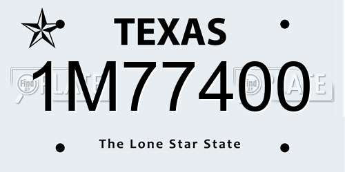 1M77400 Texas License Plate