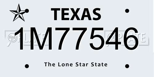 1M77546 Texas License Plate