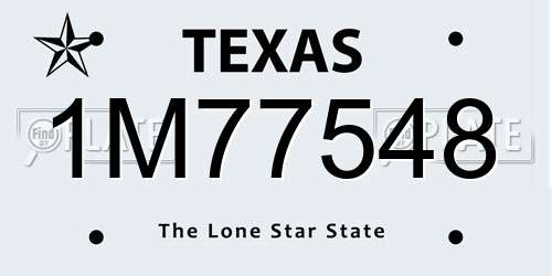 1M77548 Texas License Plate
