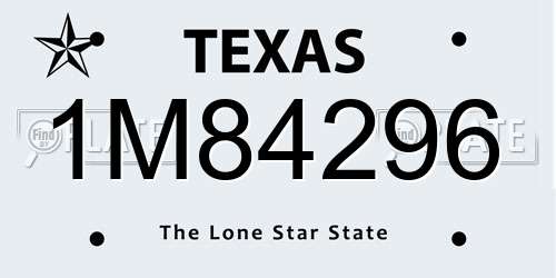 1M84296 license plate in TX state