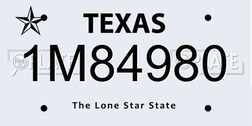 1M84980 Texas License Plate
