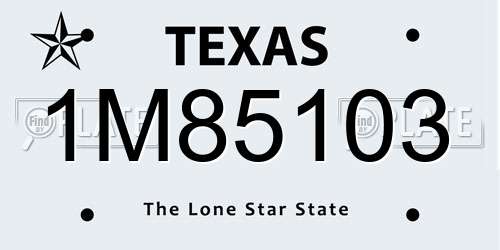 1M85103 Texas License Plate