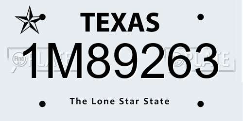 1M89263 Texas License Plate