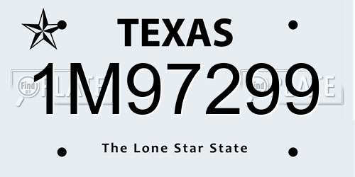1M97299 Texas License Plate