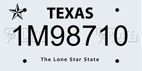 1M98710 Texas License Plate