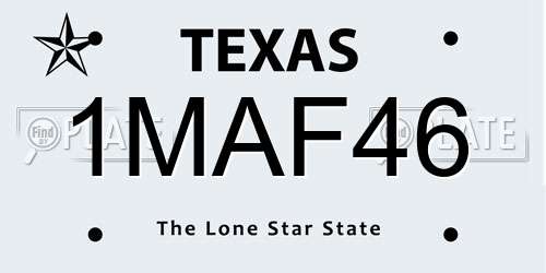 1MAF46 Texas License Plate