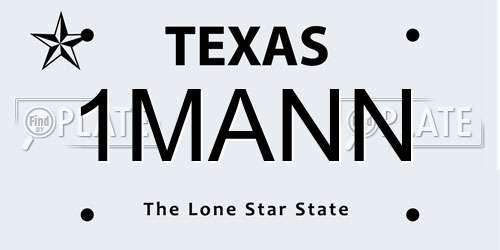 1MANN Texas License Plate
