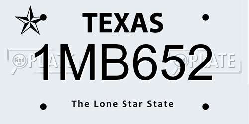 1MB652 Texas License Plate