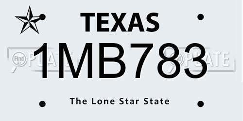 1MB783 Texas License Plate