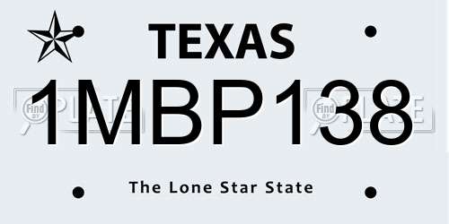 1MBP138 Texas License Plate