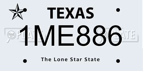 1ME886 Texas License Plate
