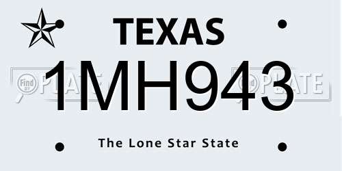 1MH943 Texas License Plate