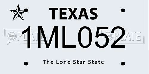 1ML052 Texas License Plate