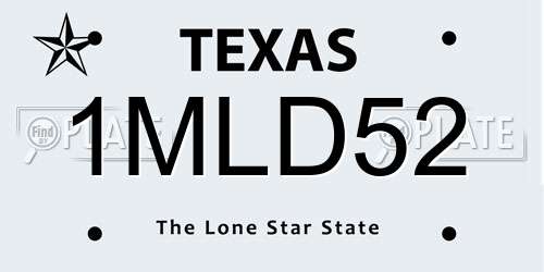 1MLD52 Texas License Plate