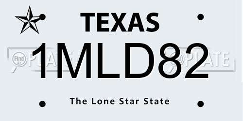 1MLD82 Texas License Plate