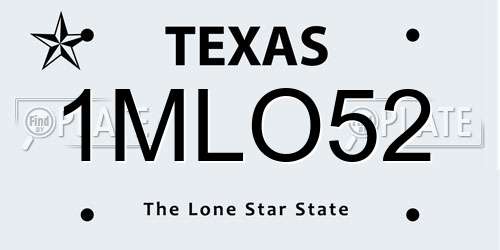 1MLO52 Texas License Plate