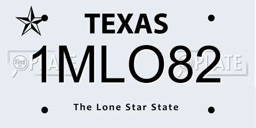1MLO82 Texas License Plate