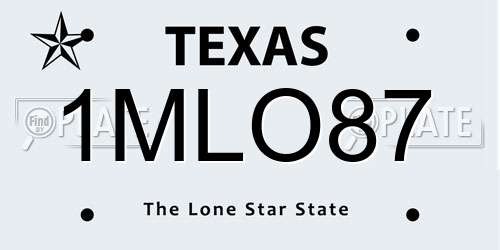 1MLO87 Texas License Plate
