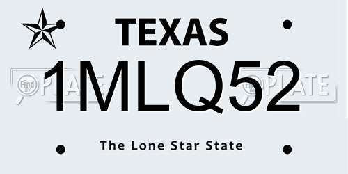1MLQ52 Texas License Plate