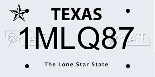 1MLQ87 Texas License Plate