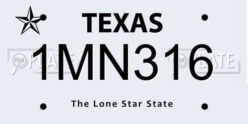 1MN316 Texas License Plate