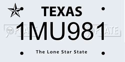 1MU981 Texas License Plate