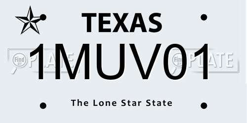 1MUV01 Texas License Plate
