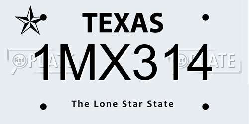 1MX314 Texas License Plate
