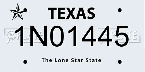 1N01445 Texas License Plate
