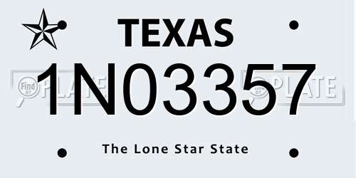 1N03357 Texas License Plate