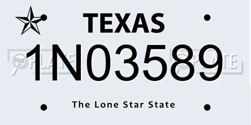 1N03589 Texas License Plate
