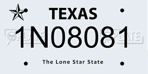 1N08081 Texas License Plate