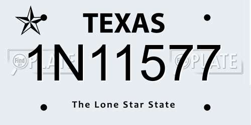 1N11577 Texas License Plate