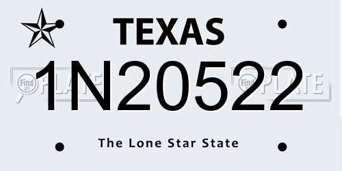 1N20522 Texas License Plate