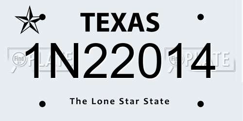 1N22014 Texas License Plate