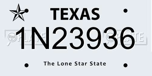 1N23936 Texas License Plate