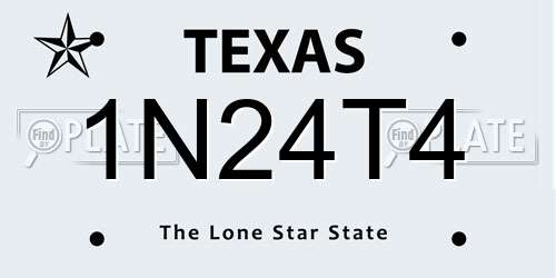 1N24T4 Texas License Plate
