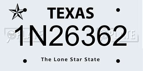 1N26362 Texas License Plate