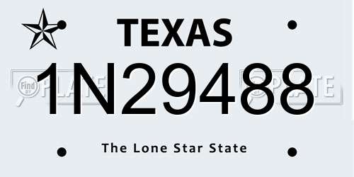 1N29488 Texas License Plate