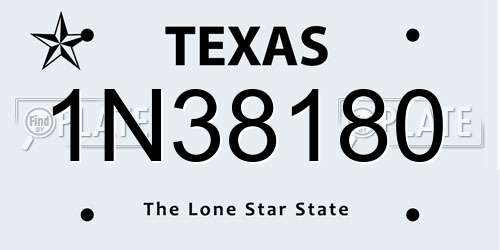 1N38180 Texas License Plate