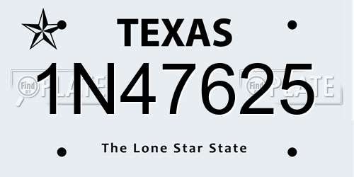 1N47625 Texas License Plate