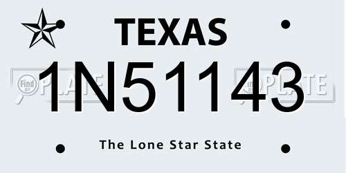 1N51143 Texas License Plate