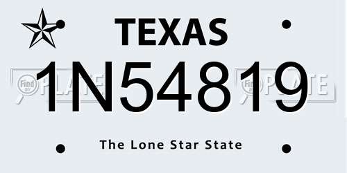 1N54819 Texas License Plate