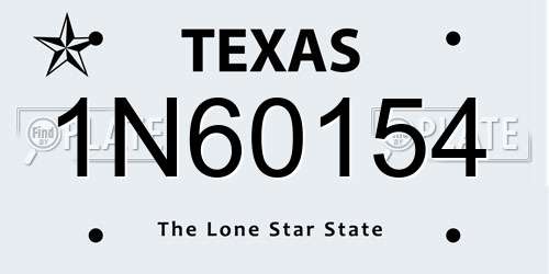 1N60154 Texas License Plate