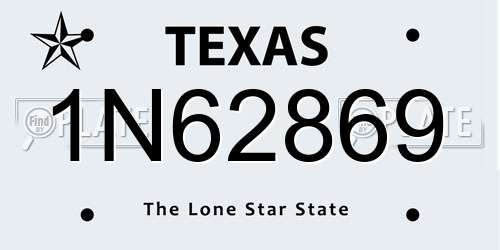 1N62869 Texas License Plate